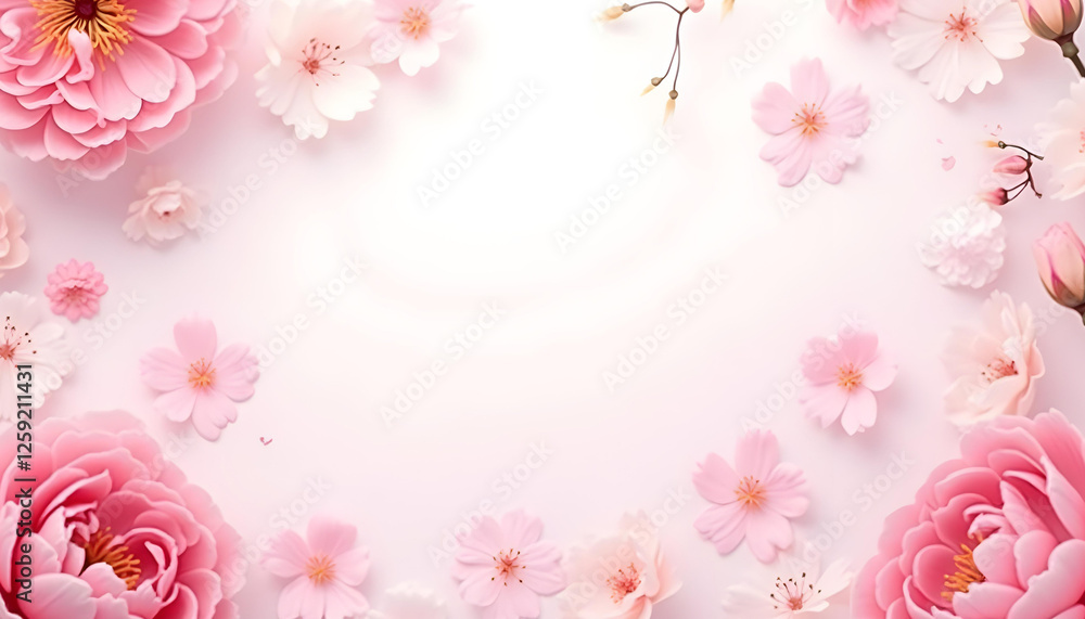 An Aesthetics Pink Floral background with flowers An Aesthetics Pink Floral background with flowers
