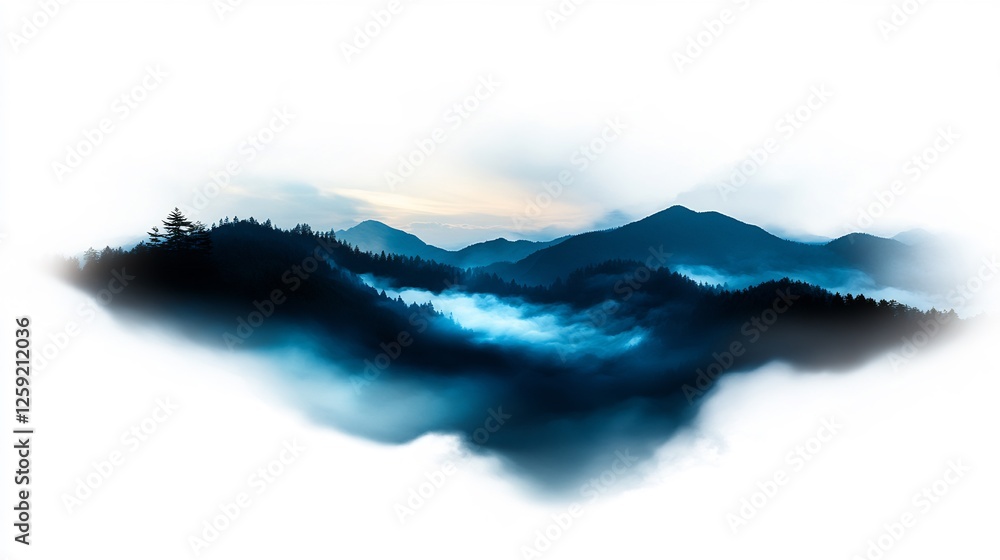 Fototapeta premium Misty Mountain Majesty: A Serene Landscape