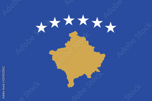 Flag of Kosovo. Kosovo flag official colors and proportion digital vector illustration photo