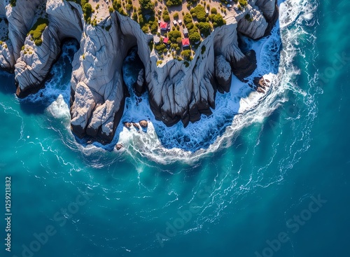 an image of a small island with a red house on top of it, there is a small island with a red house on top of it photo