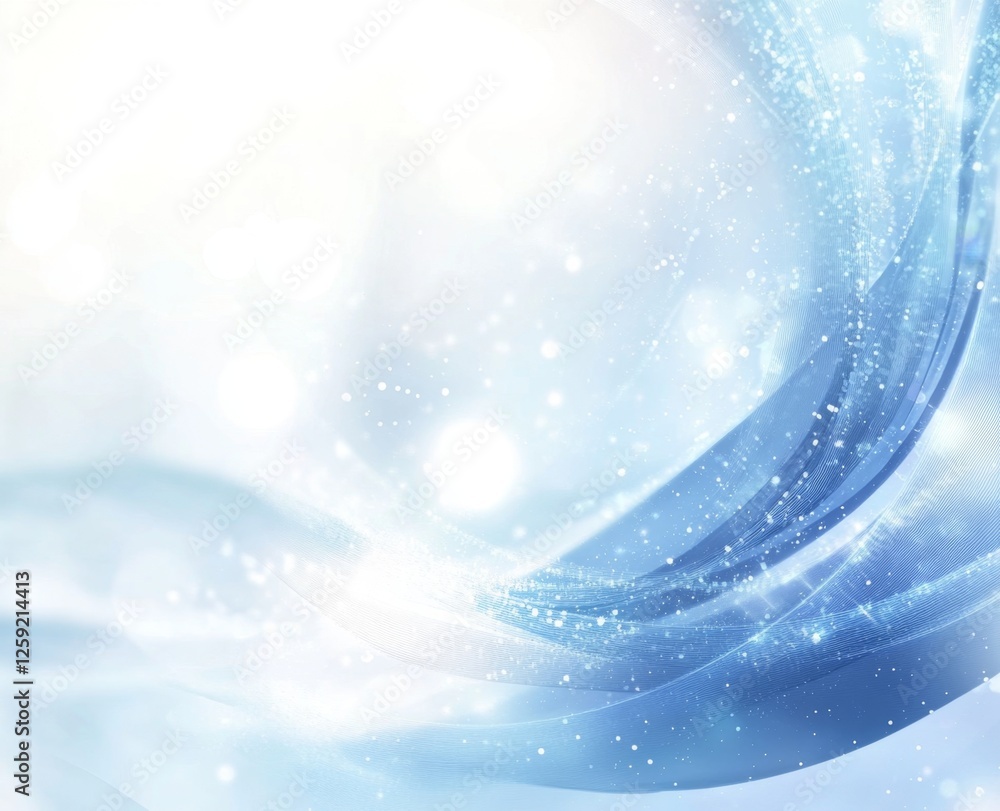 Abstract winter design, flowing blue waves, bright lights, soft background Abstract winter design, flowing blue waves, bright lights, soft background