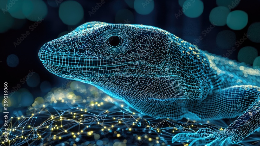 Digital Lizard, A Wireframe Reptile in Cyberspace Digital Lizard, A Wireframe Reptile in Cyberspace