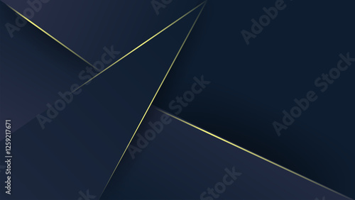 Diagonal Dark blue and gold luxury line overlap layered abstract background, with lighting effect for branding and wallpaper