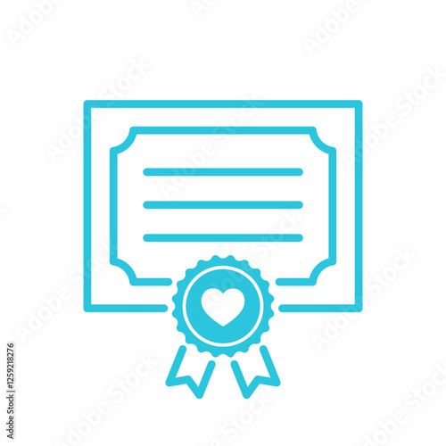 Brave Honor Certificate icon. Brave Heart badge. Isolated on white background. From Blue icon set