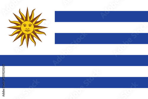 Flag of Uruguay. Uruguay flag official colors and proportion digital vector illustration