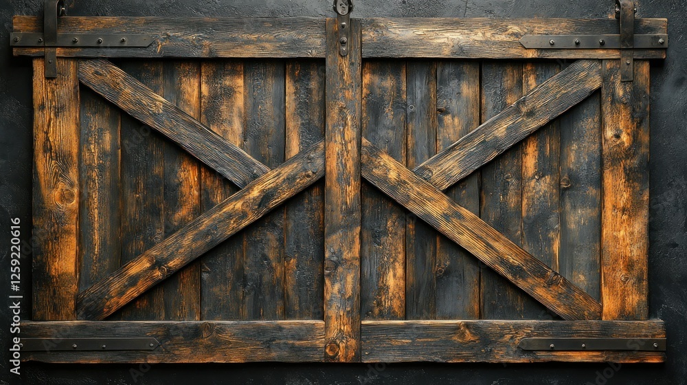 Rustic barn wood sliding doors against dark wall Rustic barn wood sliding doors against dark wall
