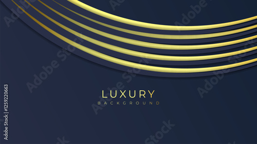 Wave Dark blue and gold luxury line overlap layered abstract background, with lighting effect for branding and wallpaper