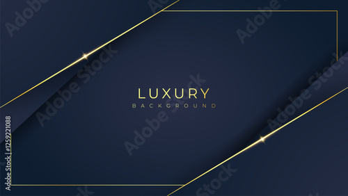 Dark blue and gold luxury line overlap layered abstract background, with lighting effect for branding and wallpaper