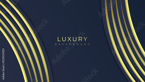 Wave Dark blue and gold luxury line overlap layered abstract background, with lighting effect for branding and wallpaper