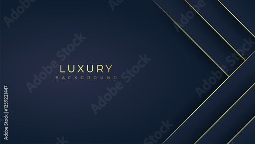 Dark blue and gold luxury line overlap layered abstract background, with lighting effect for branding and wallpaper