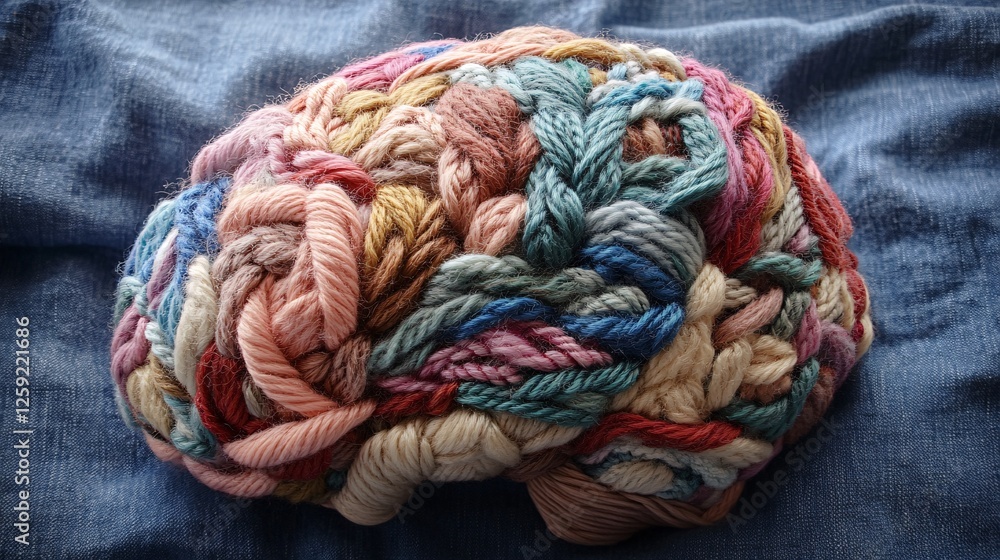Colorful wool brain illustrating concept of creative thinking Colorful wool brain illustrating concept of creative thinking