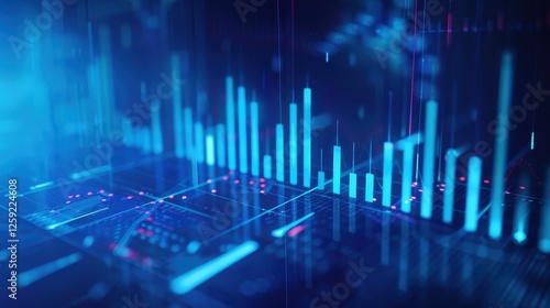 Abstract blue background featuring financial charts and data analytics concepts