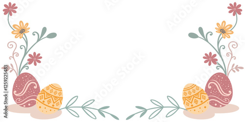 vector design of egg frame with leaves and flowers for easter day eps 1