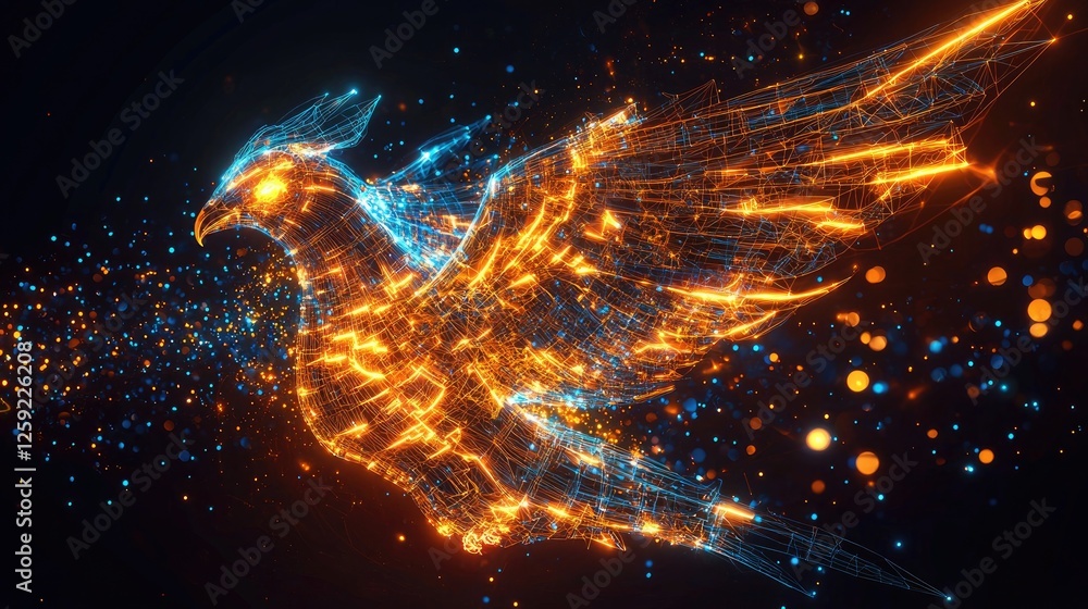 Obraz premium Fiery Phoenix, A Digital Masterpiece