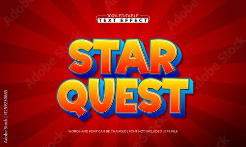 star quest editable text effect with a star and game text style