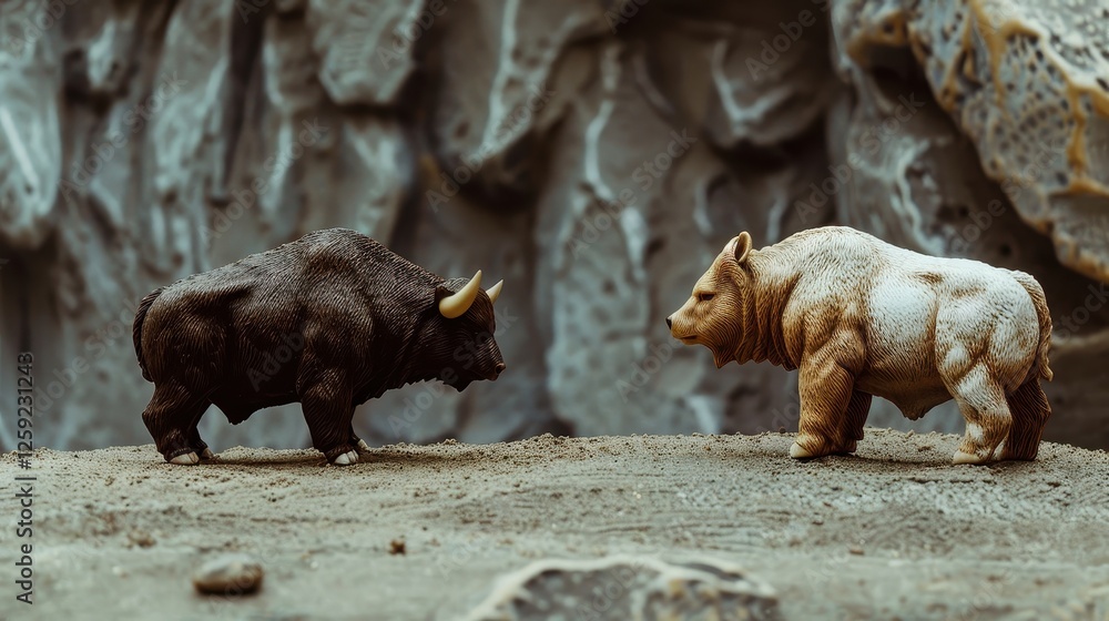 Φωτογραφία Bull and bear representing opposing market trends in natural light
