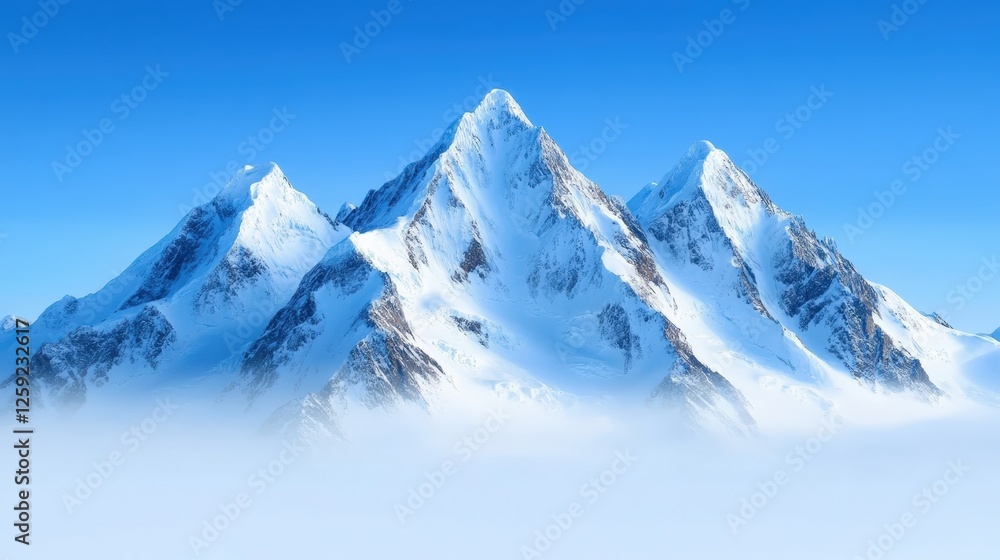 Obraz premium Snow-covered mountain peaks europe scenic landscape photography winter environment high angle view natural beauty
