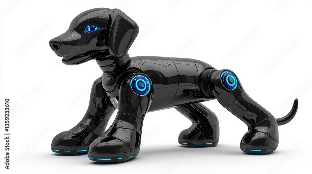 Futuristic robotic dog on a white background with blue accents Futuristic robotic dog on a white background with blue accents