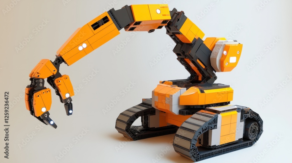 Fototapeta premium Robotic Arm Model Made from Colorful Building Blocks for Kids