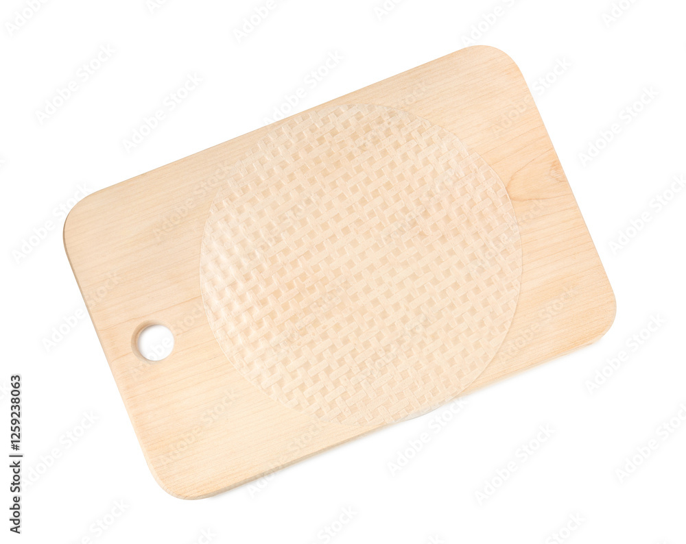 Edible rice paper isolated on white, top view Edible rice paper isolated on white, top view