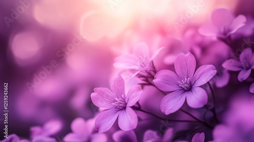 Delicate Purple Flowers Blooming Softly in Sunlight