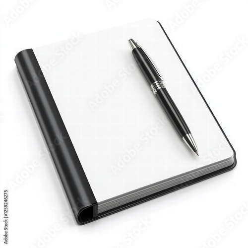 Wallpaper Mural Clean Blank Notebook with a Pen for Jotting Ideas on a White Background Torontodigital.ca