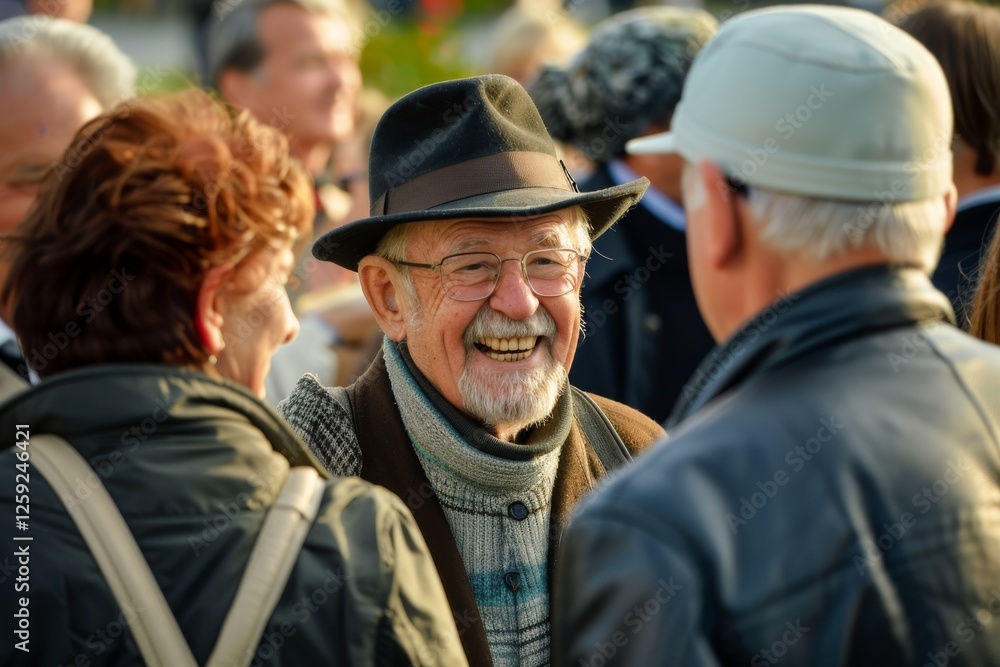 Senior man in a hat on the street. Senior man in a hat on the street.