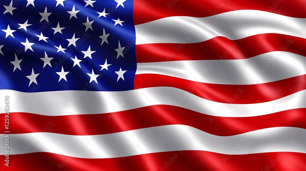 Naklejka premium American flag waving in the wind with stars and stripes
