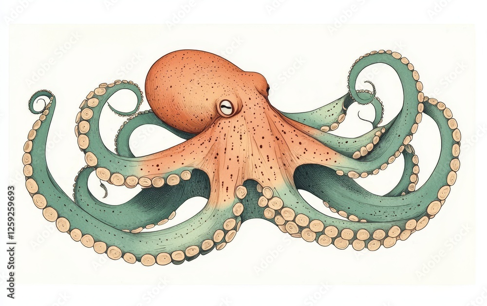 Obraz premium Stunning watercolor illustration featuring an octopus.