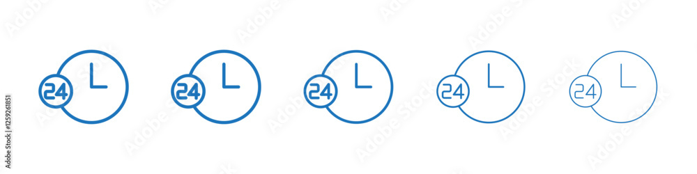 24 Hrs icon Symbol collection thin outline set 24 Hrs icon Symbol collection thin outline set