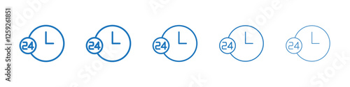 24 Hrs icon Symbol collection thin outline set
