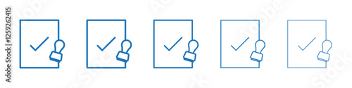 Approved document icon Symbol collection thin outline set