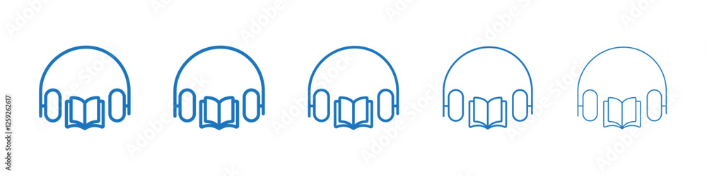 Audio book icon Symbol collection thin outline set Audio book icon Symbol collection thin outline set