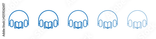 Audio book icon Symbol collection thin outline set