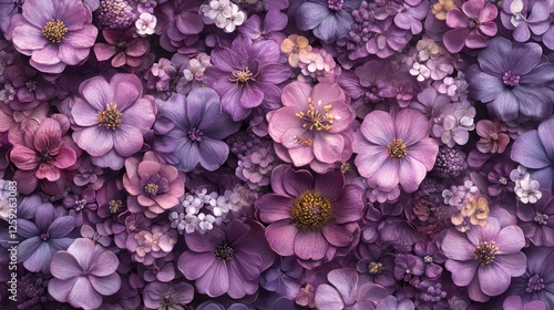 A profusion of purple flowers in various blooms