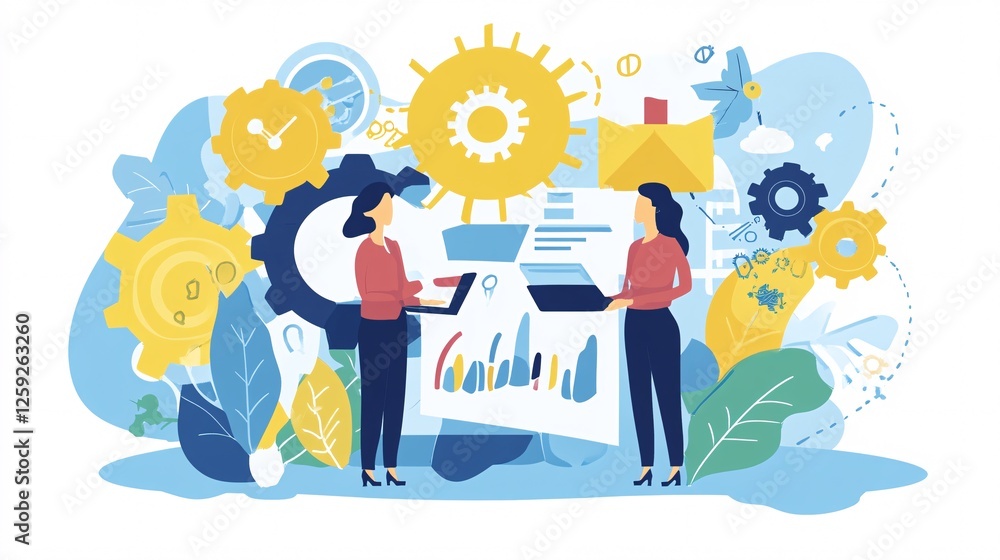 Two businesswomen are working on a project using laptops and analyzing data for their strategy Two businesswomen are working on a project using laptops and analyzing data for their strategy