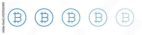 Bitcoin icon Symbol collection thin outline set