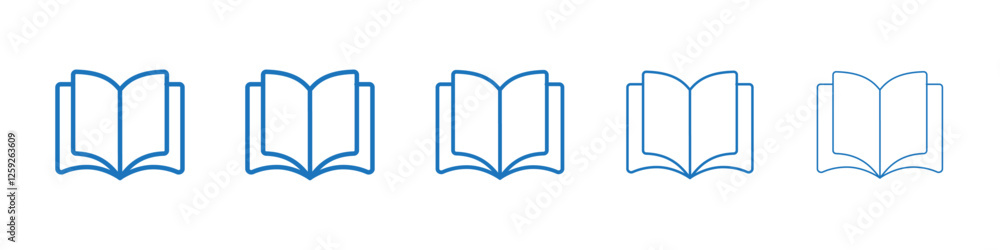 Book icon Symbol collection thin outline set Book icon Symbol collection thin outline set