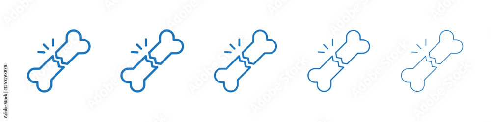 Broken bone icon Symbol collection thin outline set Broken bone icon Symbol collection thin outline set
