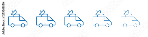 Broadcast van icon Symbol collection thin outline set