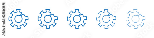Broken gear icon Symbol collection thin outline set