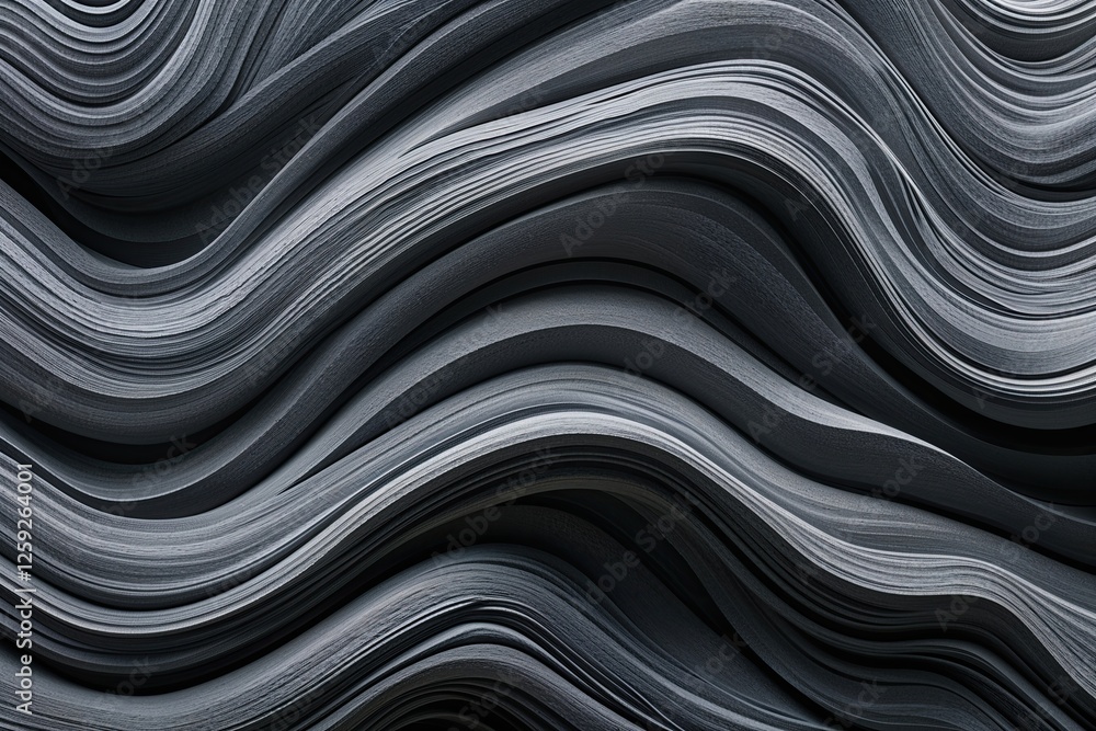 Stylish Dynamic Wavy Graphic with Coarse Charcoal Texture for Backgrounds