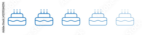 Cake icon Symbol collection thin outline set