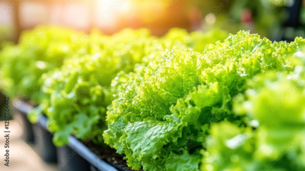 Lush Green Lettuce Plants Growing In Rows Lush Green Lettuce Plants Growing In Rows