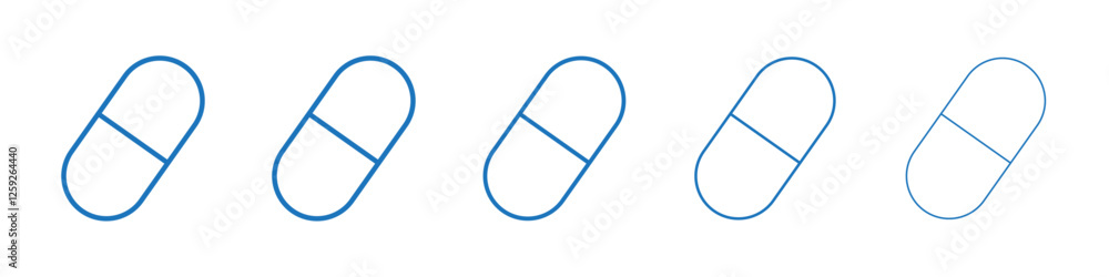 Capsule icon Symbol collection thin outline set Capsule icon Symbol collection thin outline set