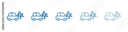 Car accident icon Symbol collection thin outline set