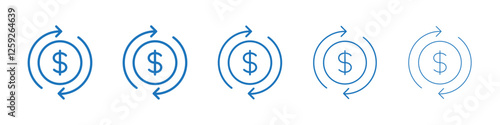 Cash flow icon Symbol collection thin outline set
