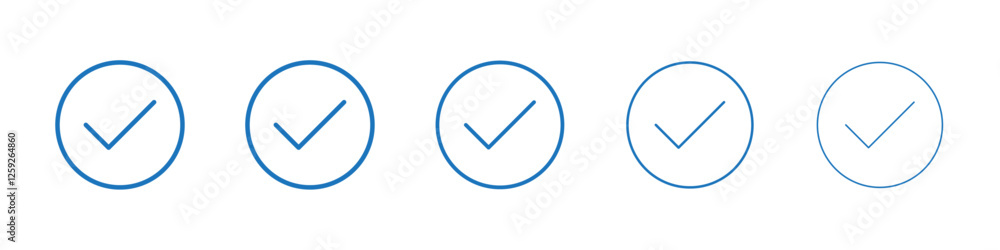 Check mark icon Symbol collection thin outline set Check mark icon Symbol collection thin outline set