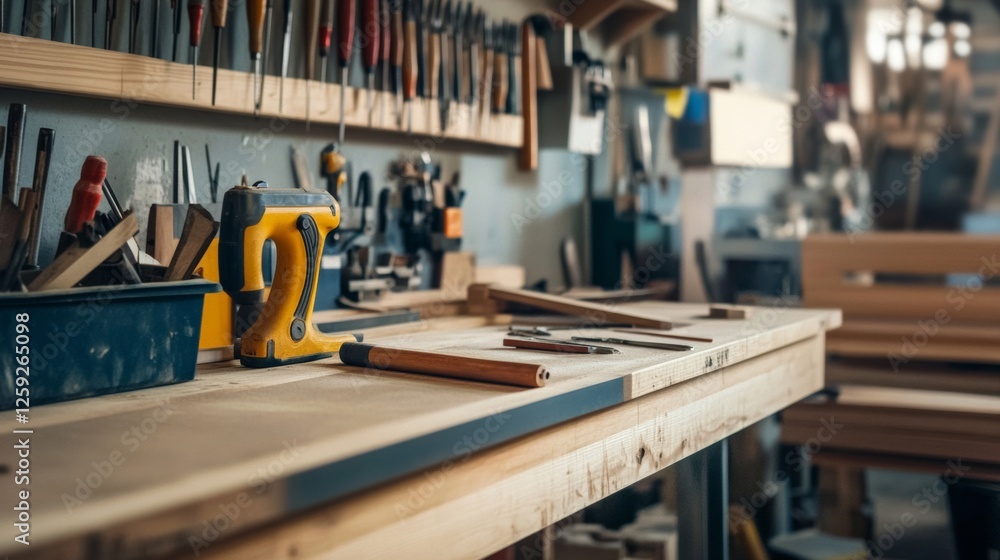 Clean view of a woodworking bench with tools like saw and chisel, emphasizing craftsmanship and precision. Ideal for hobby and DIY content. Clean view of a woodworking bench with tools like saw and chisel, emphasizing craftsmanship and precision. Ideal for hobby and DIY content.
