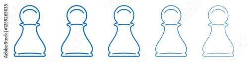 Chess pawn icon Symbol collection thin outline set